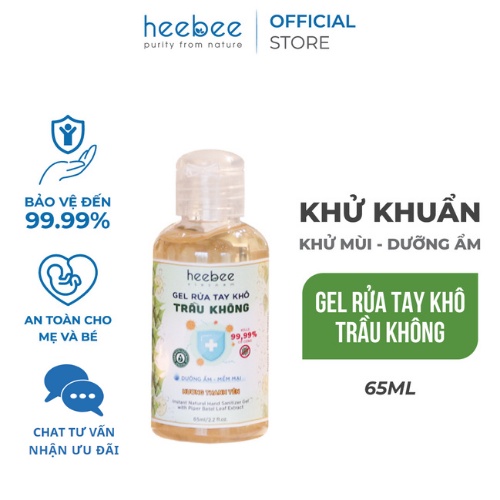 Gel rửa tay khô Trầu Không Heebee dưỡng ẩm, không khô da diệt sạch khuẩn đến 99.9% Hand Sanitizer Gel 65ml-300ml