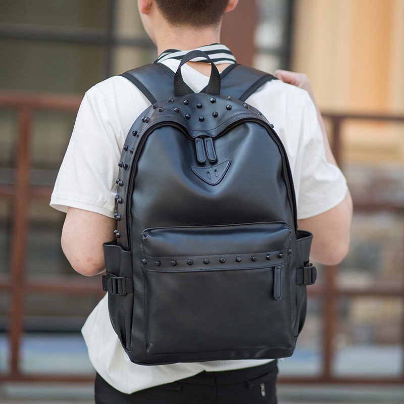 Ba Lô Da PU Đính Đinh Tán Phong Cách Anh Quốc Cá Tính Cho Nam