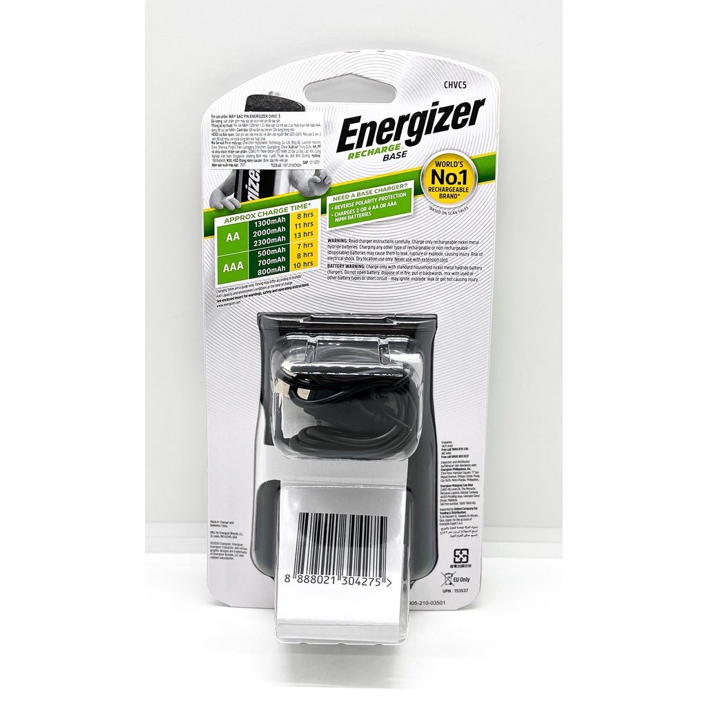 Bộ Sạc Kèm 4 Pin AA ENERGIZER CHVC5 - Hàng chính hãng