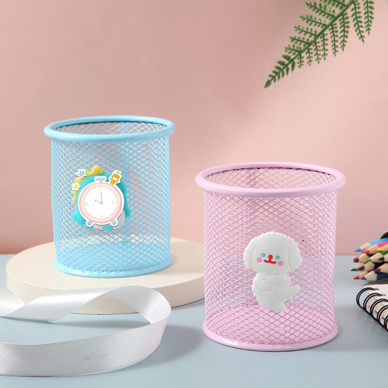 Ống Cắm Bút, Đồ Đựng Bút Kim Loại Lưới Nhiều Màu Dễ Thương