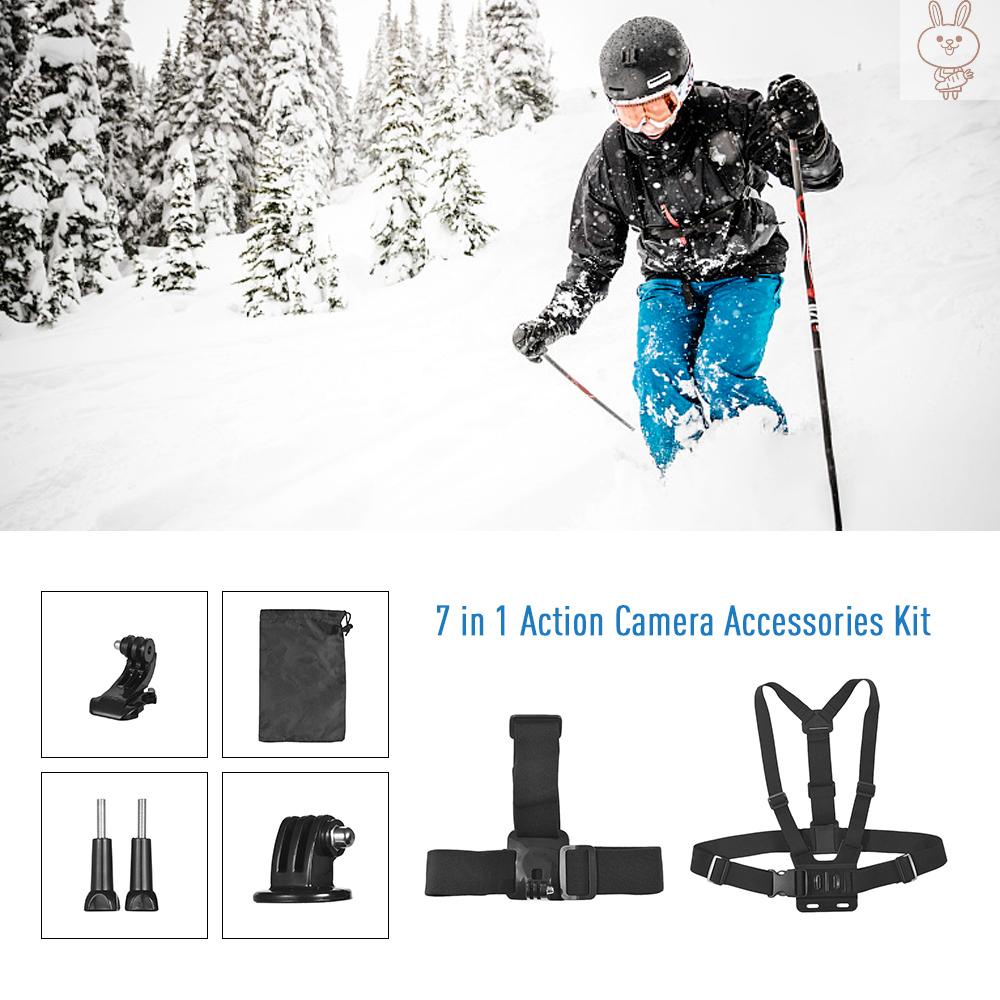 RD Andoer 7 In 1 Outdoor Sports Action Camera Accessories Mount Kit for  7  6/5 Xiaomi Yi SJCAM AKASO EK7000 Brave 4 CAMPARK DBPOWER Sport Cameras