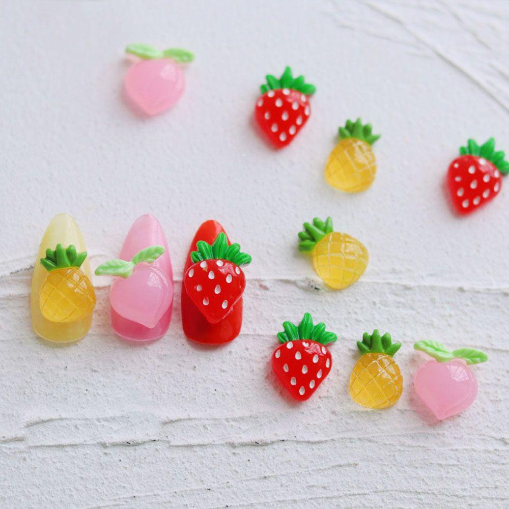 Set 10 Phụ Kiện Trang Trí Móng Tay Hình Trái Thơm Đào Dễ Thương DIY