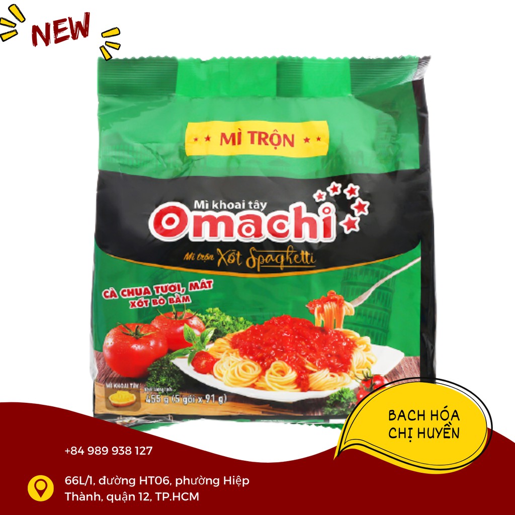 Lốc 5 gói mì khoai tây Omachi 5 sao 78g đủ vị (sốt spaghetti + Sốt bò hầm + Sườn hầm ngũ quả + tôm chua cay) | BigBuy360 - bigbuy360.vn
