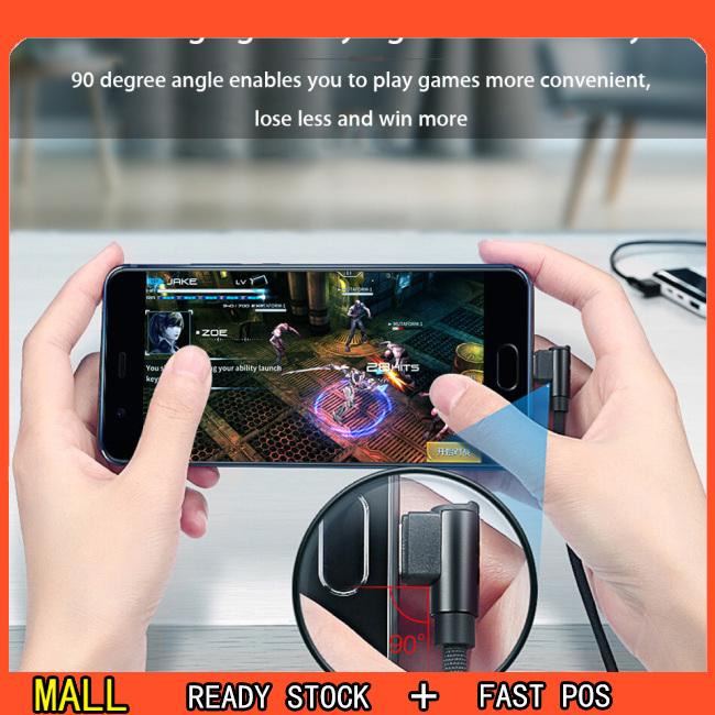 Dây cáp 3 trong 1 cổng Micro USB Type C cho iPhone 90 độ