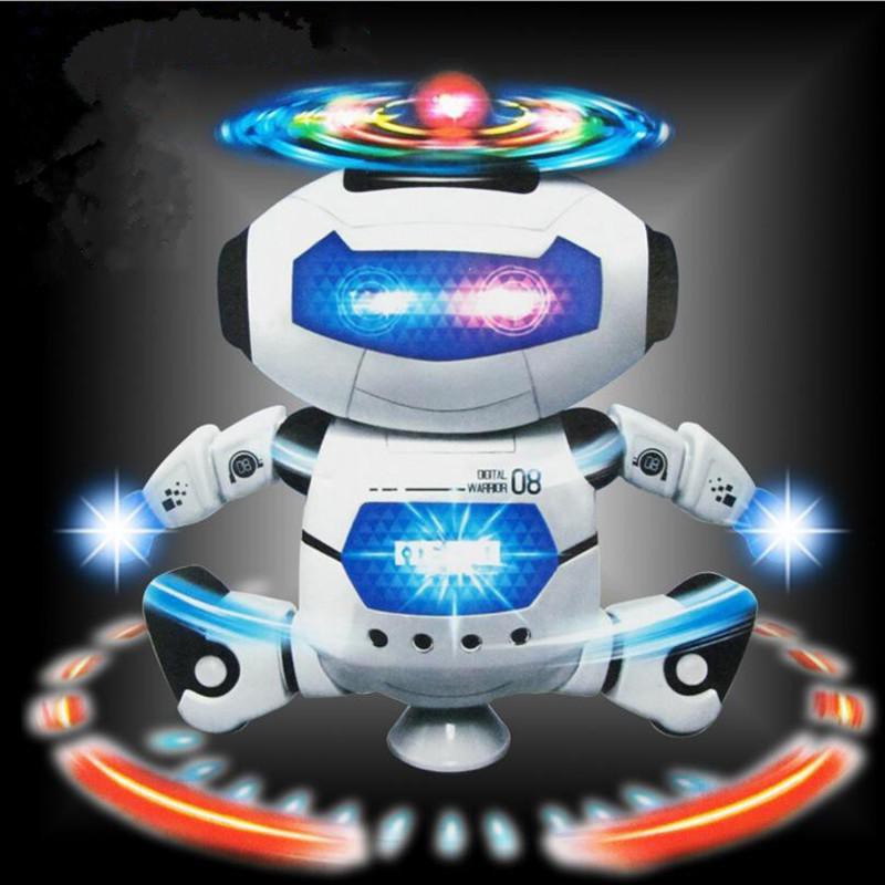 (XẨ KHO - FREE SHIP )Rô bốt nhảy và phát sáng theo nhạc - Dance Robot xoay 360 độ thông minh