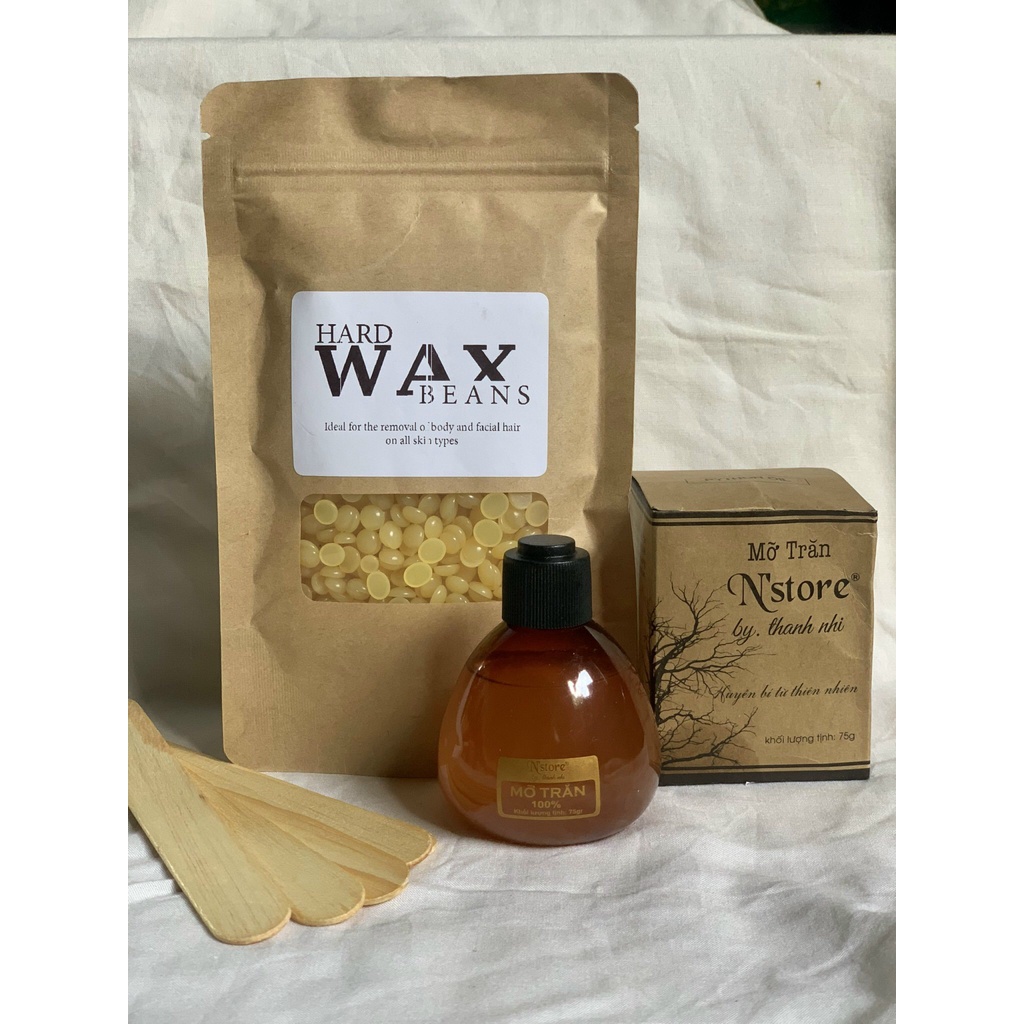 Combo triệt lông sáp wax nóng, wax lông nhập khẩu, tặng mỡ trăn nguyên chất chính hãng