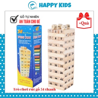 Trò Chơi Rút Gỗ 54 Thanh Board Game Đối Kháng Trí Tuệ Tư Duy Vui Nhộn - Xếp Hình Domino Xả Stress HAPPY KIDS247