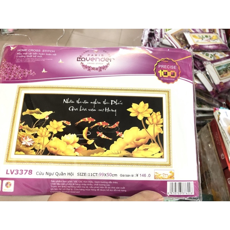 Tranh Đính Đá /Tranh Thêu Gia Hoà Vạn Sự Hưng-Cửu Ngư Quần Hội Lv486,Lv508,Vs118,Lv3378,Lv3379,Lv3278
