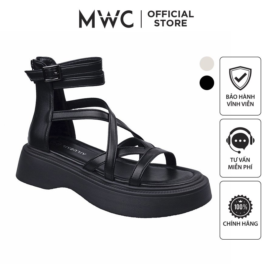 Giày MWC 2937 - Sandal Chiến Binh Đế Bánh Mì 5cm, Giày Sandal Đế Cao Khóa Kéo Sau Cực Sang Chảnh