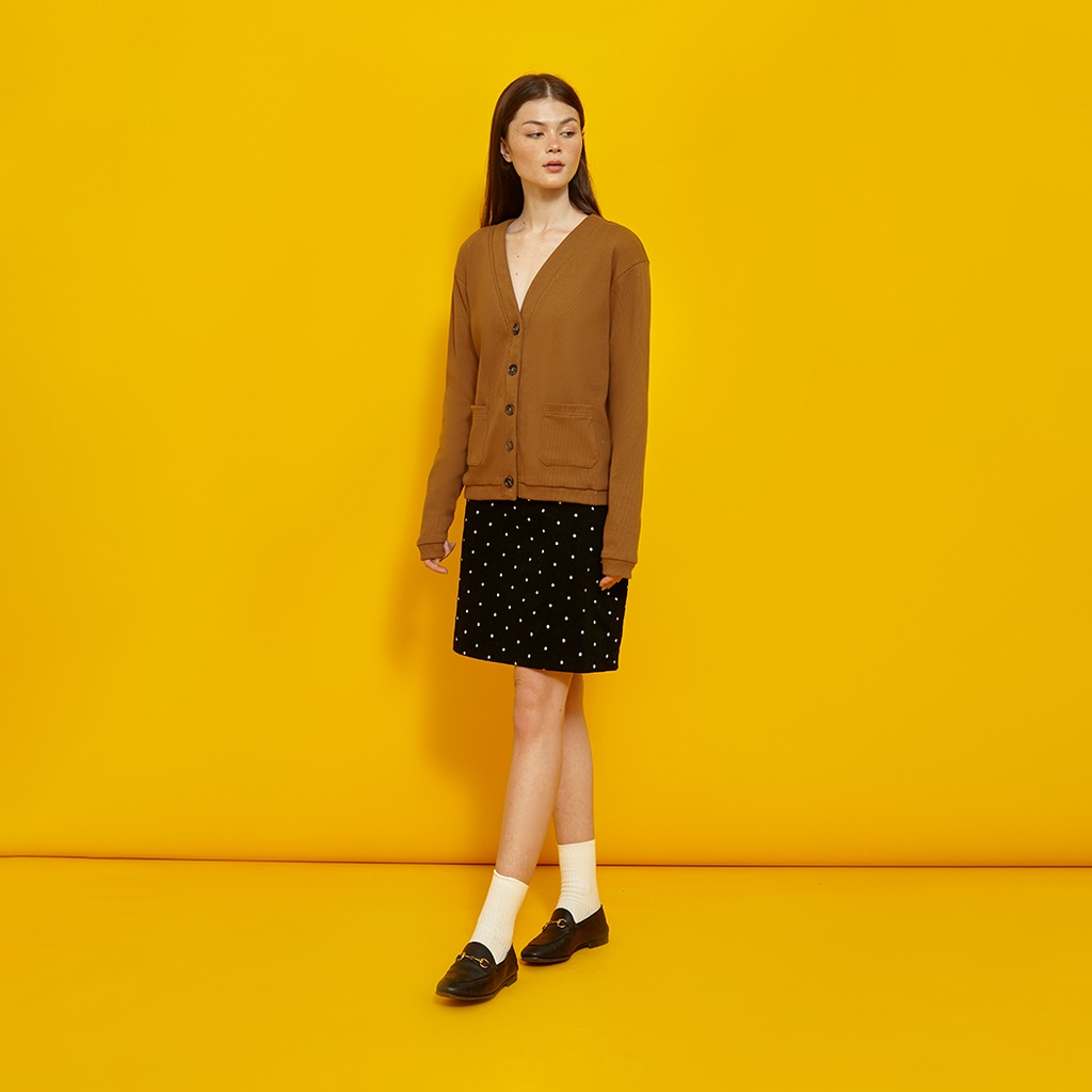 Andabove - Áo khoác Cardigan nữ cổ V có túi - V-neck Cardigan - Màu Xanh/Xám/Nâu/Babyblue | BigBuy360 - bigbuy360.vn