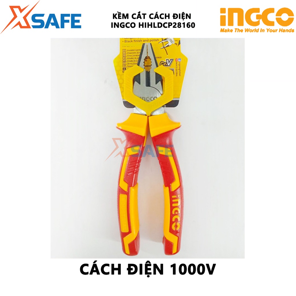 Kìm cắt cách điện cao cấp INGCO HIHLDCP28160 6&quot; (160mm) lên đến 1000V, đầu kềm được mạ đen, đánh bóng