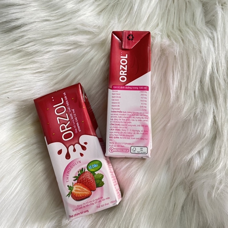ORZOL vị dâu 180ml - Bổ sung nước, chất điện giải và vitamin cho cơ thể