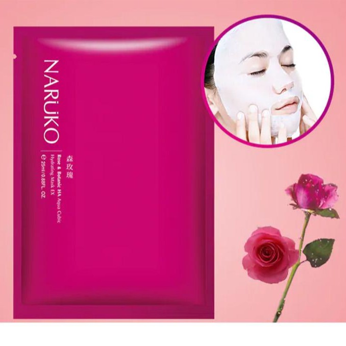 Miếng Lẻ Mặt Nạ Naruko Cấp Nước Sâu & Sáng Da Hoa Hồng Nhung Rose and BOTANIC HA Aqua Cubic Hydrating Mask EX Bản Đài