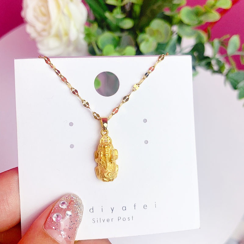 Dây chuyền titan nữ mặt tỳ hưu cầu tài lộc may mắn thời trang cổ điển sang trọng