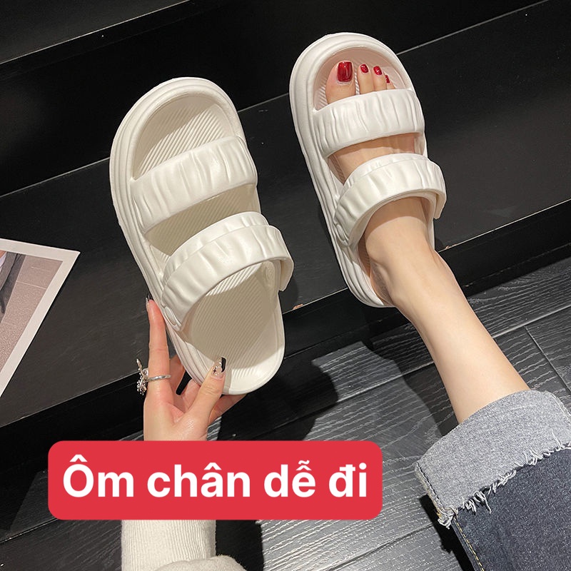 Dép bánh mì nữ 2 quai ngang sandal nữ quai hậu học sinh độn đế 3cm chất liệu eva kiểu ulzzang unisex đi mưa-giày dép 97