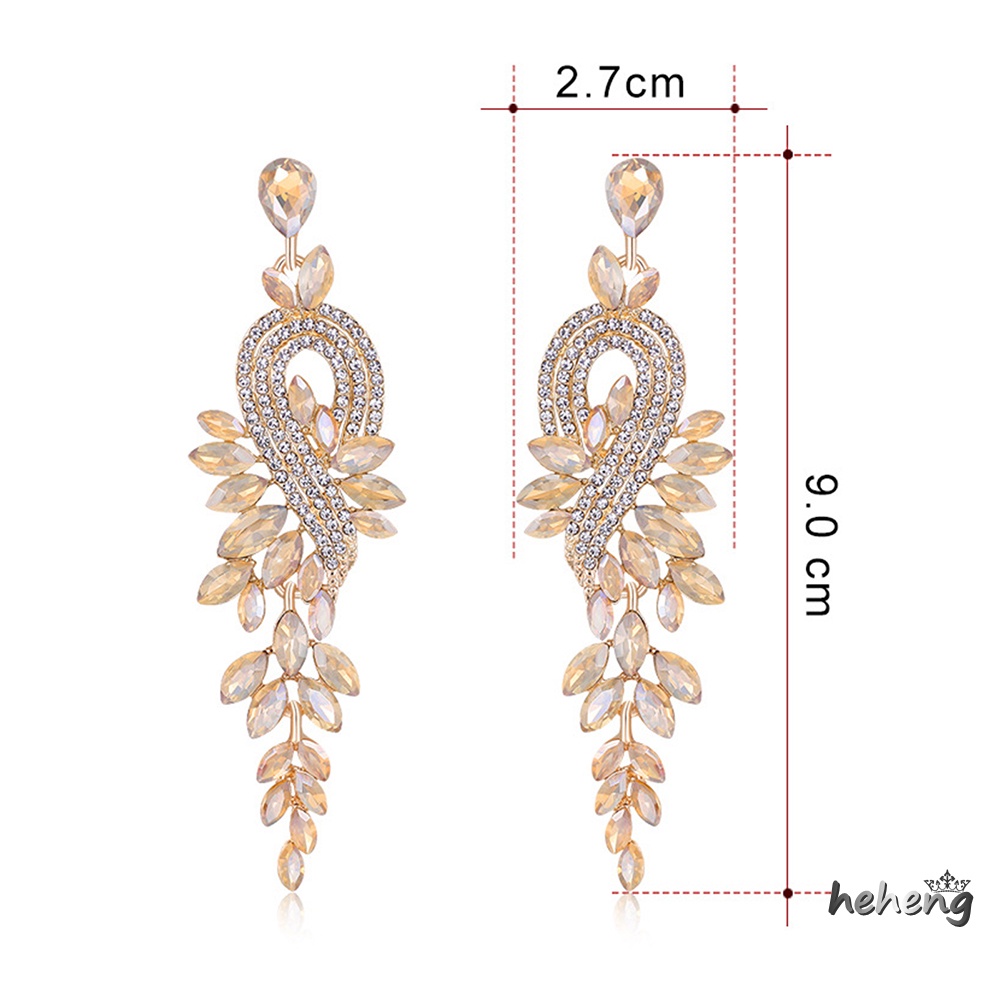 Khuyên Tai Hình Chiếc Lá Đính Đá Sang Trọng Dành Cho Nữ