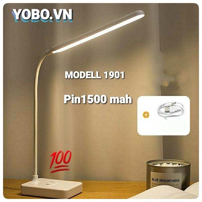 Đèn led sạc pin tích điện 3 màu chuyển đổi đèn đọc sách, đèn học làm việc chống cận - Quà tặng-YOBO