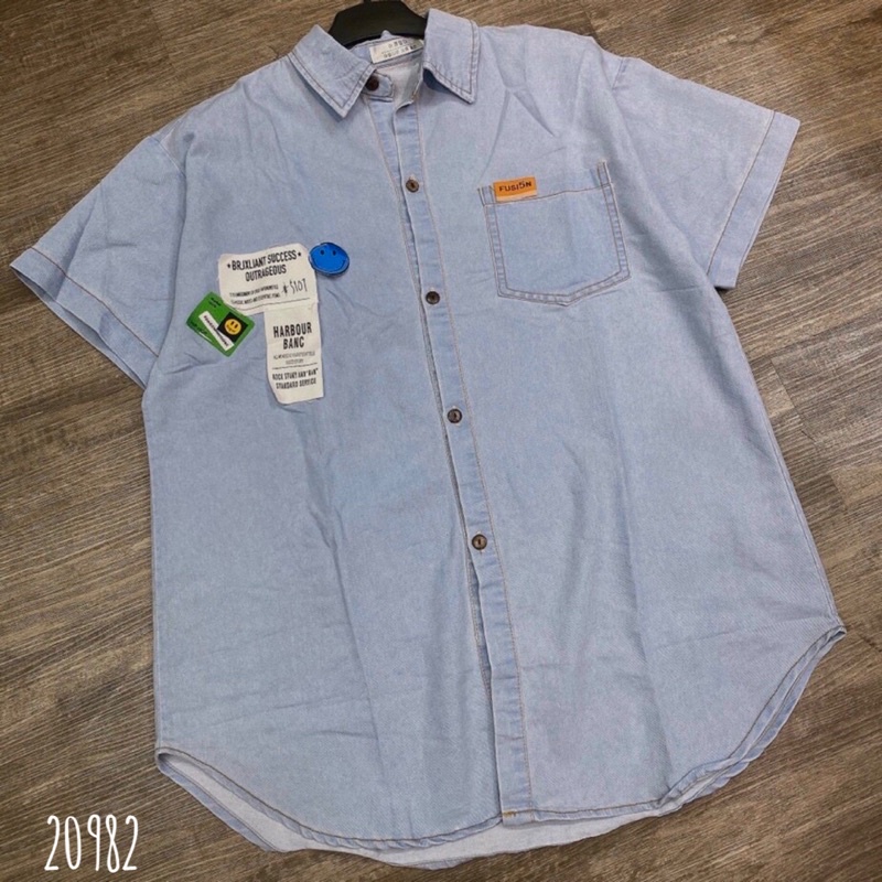 1 Áo sơ mi denim form dài tay ngắn 20982