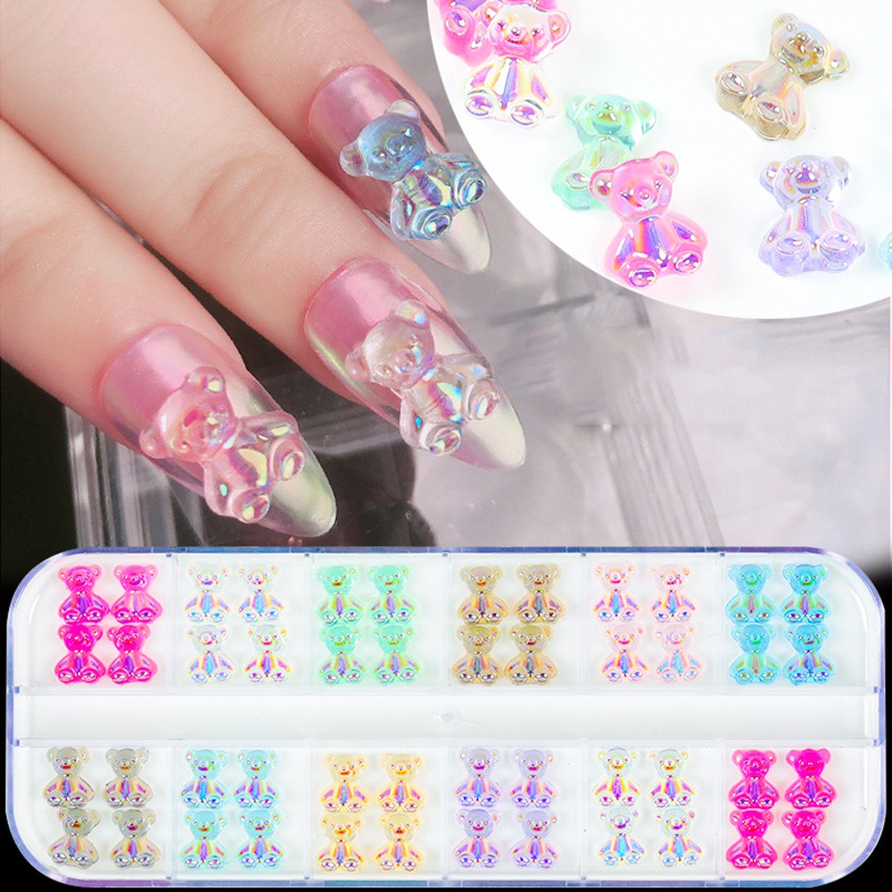 [Hàng mới về] Phụ kiện đính móng trang trí 3D nghệ thuật kiểu dáng trong suốt phong cách Nhật Bản