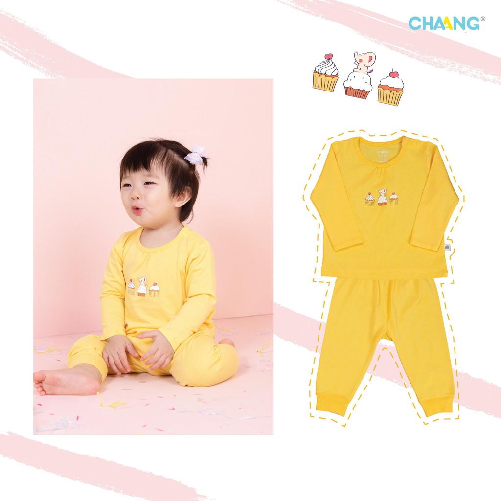 Bộ quần áo cổ tròn chaang Sweet vàng