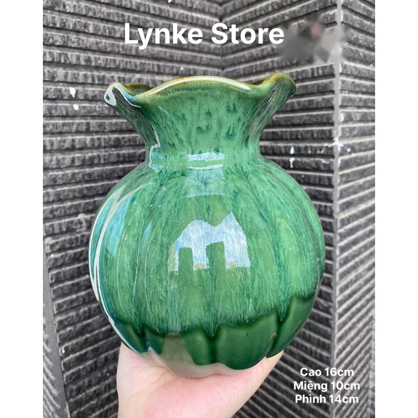 Bình Hoa Lọ Hoa Mini Để Bàn Cao 16cm Men Hỏa Biến Gốm Sứ Bát Tràng - Lynke Store