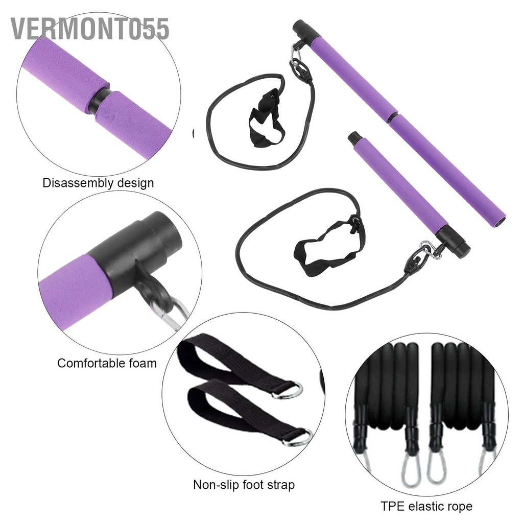 Vermont055 3 phần Pilates Bar Yoga Body Building Training Trang chủ Kéo Dây Thiết bị thể dục