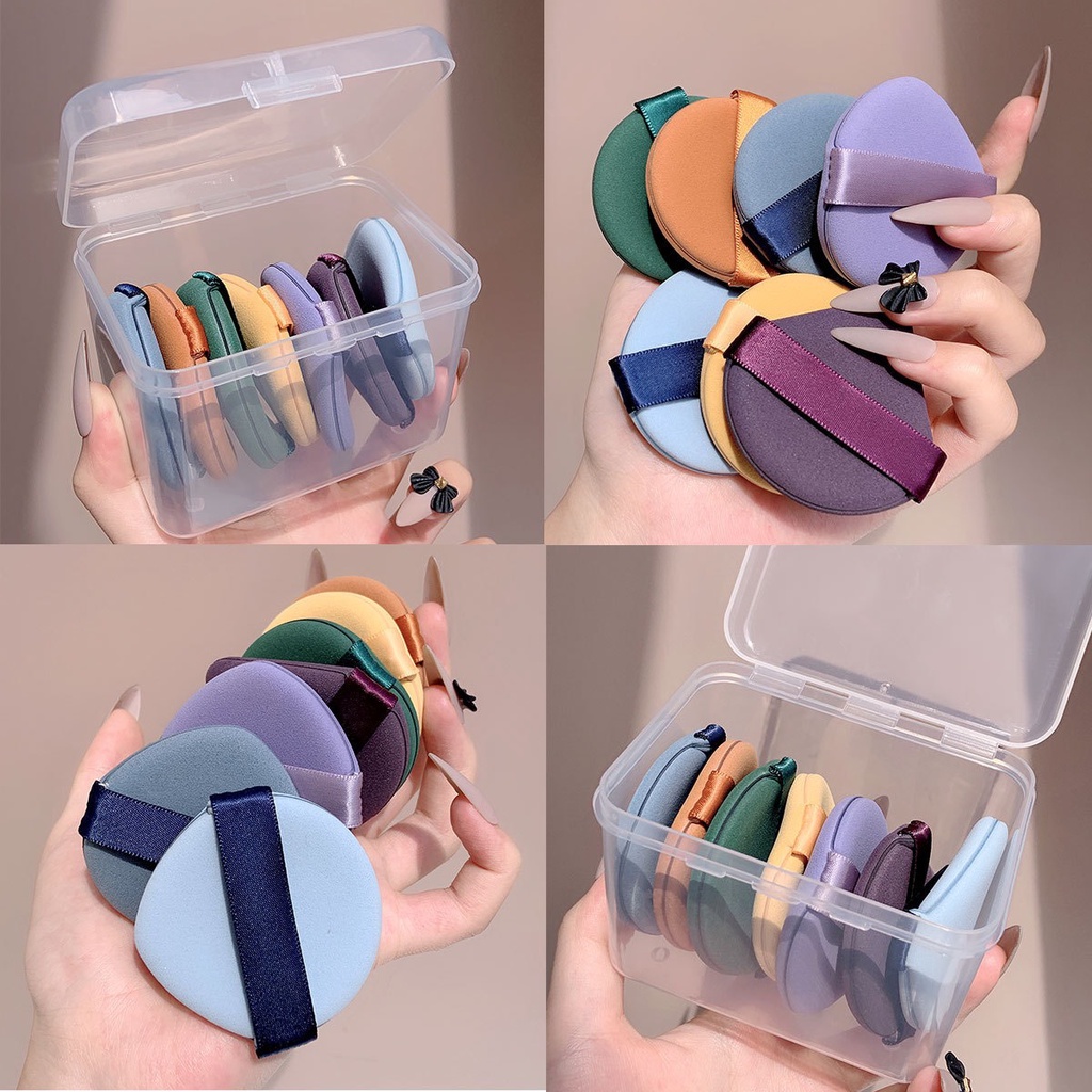 Set Hộp 9 Bông Tán Phấn Nền Nhiều Màu Siêu Đẹp Dành Cho Nữ ( Hộp Vuông )