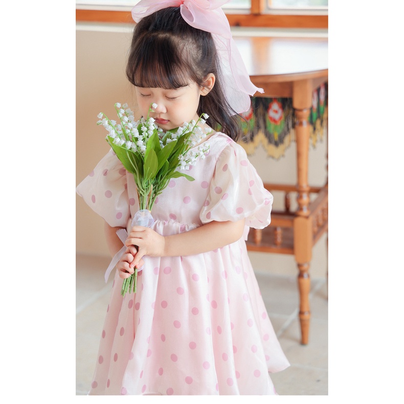 Váy đầm công chúa chấm bi bé gái xinh dễ thương