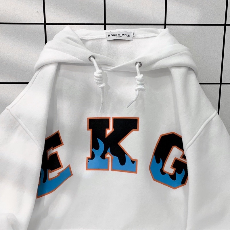 Áo Khoác Hoodie Form Rộng Unisex EKG Vải Nỉ Bông Dày Dặn - 84unisex