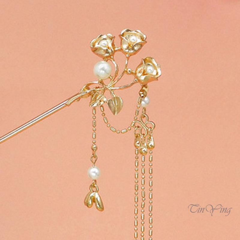 GETNOIVAS Trâm Cài Tóc Hình Hoa Phối Tua Rua Phong Cách Trung Hoa Thời Trang Cho Nữ