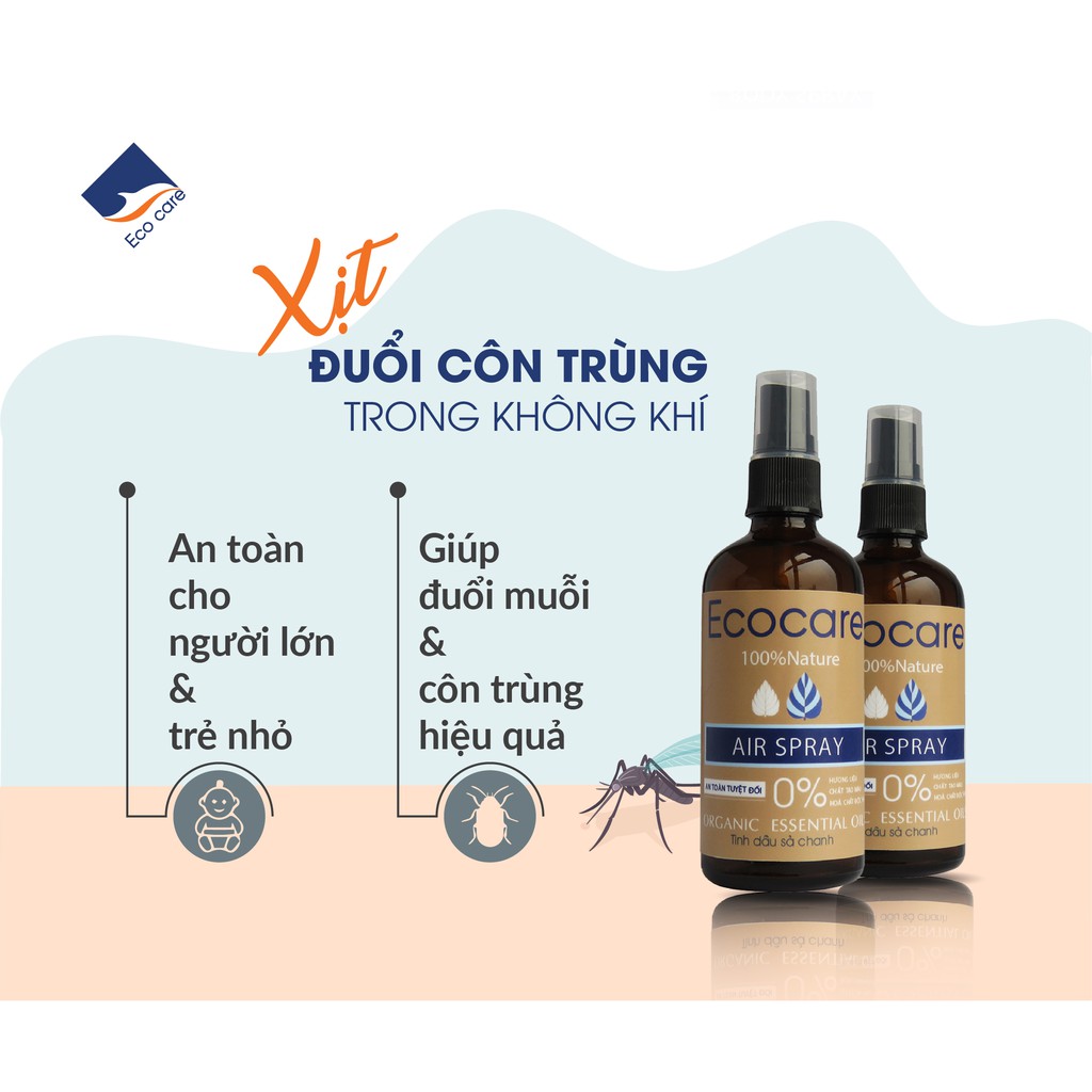 Xịt KHỬ MÙI ĐA NĂNG ECOCARE 50ml với chiết xuất hoàn toàn tự nhiên, an toàn cho sức khỏe