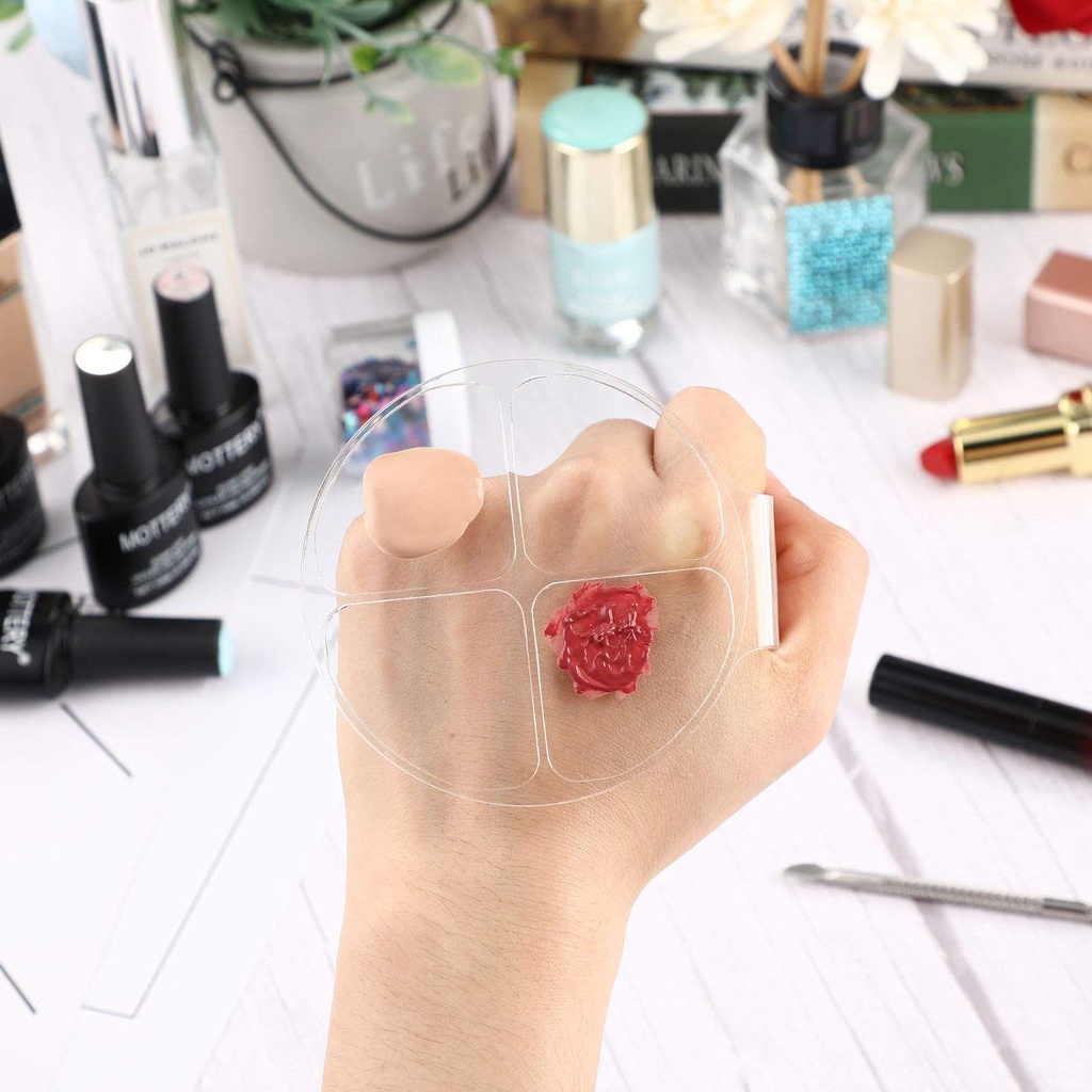 LEILY Bảng Pha Màu Acrylic Kèm Thìa Trộn Phấn Trang Điểm Tiện Dụng