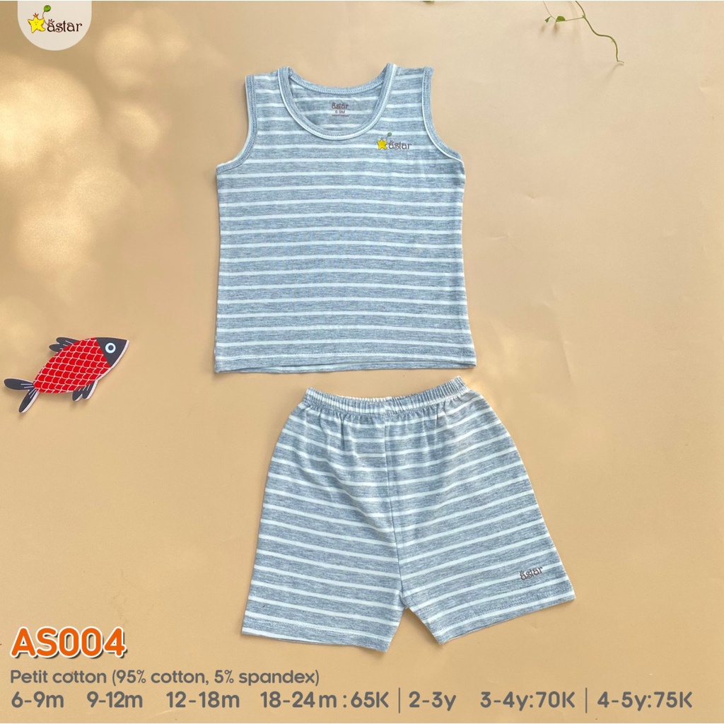 Bộ ba lỗ ASTAR Sọc cotton cho bé yêu