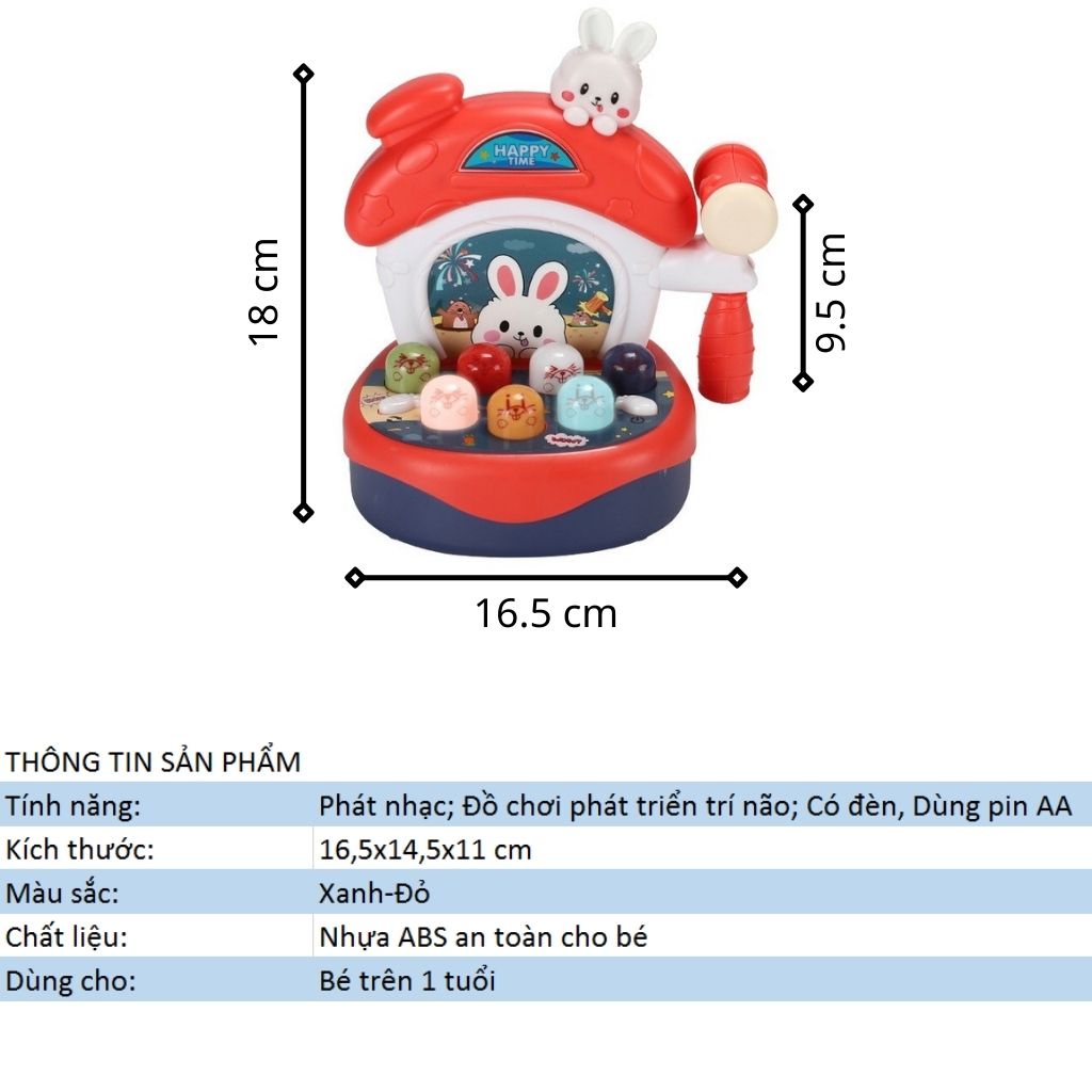 Bộ Đồ Chơi Đập Chuột Phát Nhạc Cho Trẻ em, Bộ Đập Chuột Tích Hợp Nhiều Chức Năng Giúp Bé Phát Triển Toàn Diện