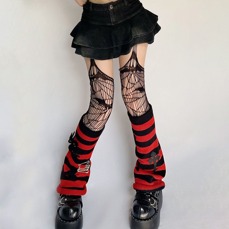 Vỏ Bọc Chân Dệt Kim Họa Tiết Nhện 3D Phong Cách Gothic Harajuku Giữ Ấm Cho Nữ