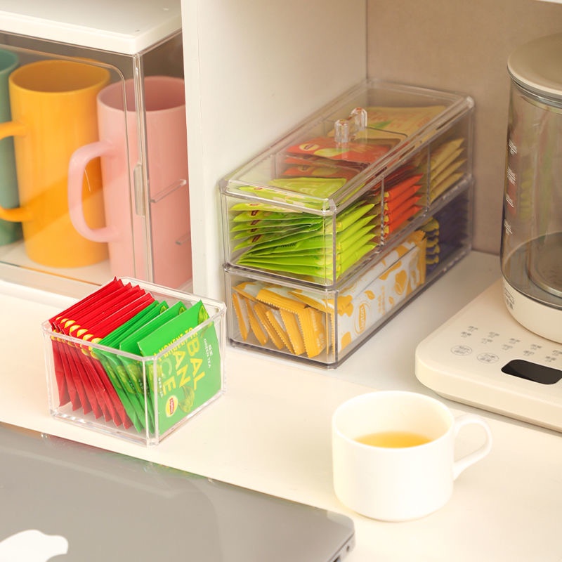 Hộp Đựng Trà/Kẹo Bằng Nhựa Acrylic Trong Suốt Tiện Dụng Cho Nhà Bếp