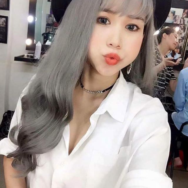 Tóc giả nguyên đầu xoăn xám ❤️❤️ FREESHIP ❤️❤️ nguyên đầu xoăn xám khói