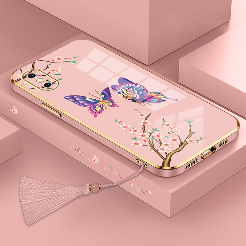 ốp lưng iphone x xs xs max xr Ốp Điện Thoại Silicon Họa Tiết Bươm Bướm Kèm Dây Đeo Cho iphone x xs xs max xr