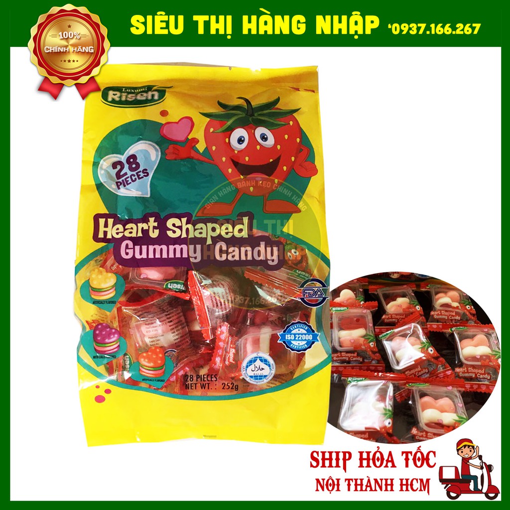 Kẹo dẻo hình trái tim Gummy Risen Mỹ 252g