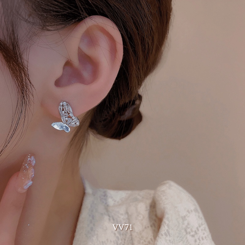 Bông tai hình bướm đính đá pha lê cao cấp hiện đại thời trang Hàn Quốc VV71