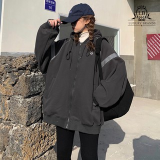 [CÓ SẴN] Áo khoác lót nỉ bông da cá bóng chày nữ form rộng dày dặn dài tay có mũ dây kéo rút ulzzang Hàn Quốc