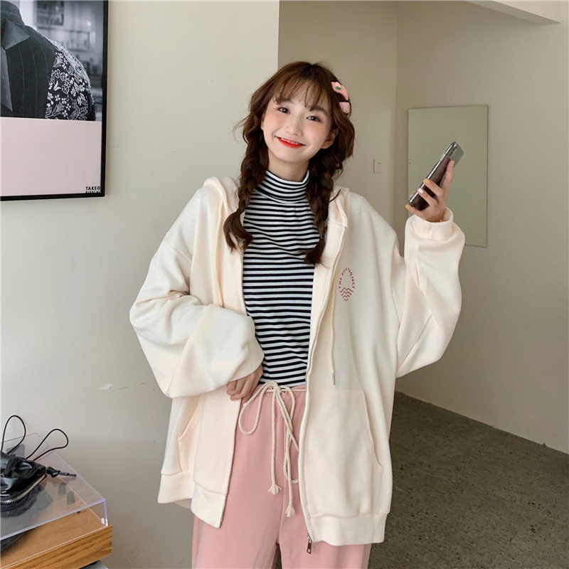 Áo Hoodie Mỏng Tay Dài Oversize Thời Trang Mùa Thu Hàn Quốc Mới