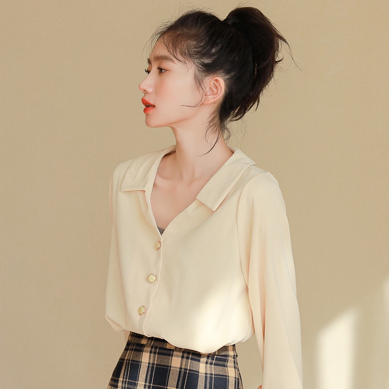 Áo sơ mi công sở nữ tay dài lụa voan không nhăn Hàn Quốc form rộng Dễ Phối Đồ Cho Nữ MN-0