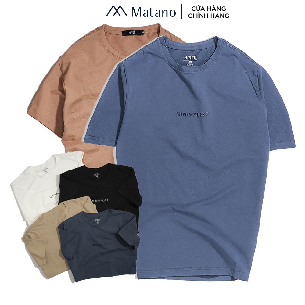 Áo thun nam cổ tròn MATANO AT029 ngắn tay, in chữ MINIMALIST, vải thun cotton đẹp dày dặn, thoáng mát