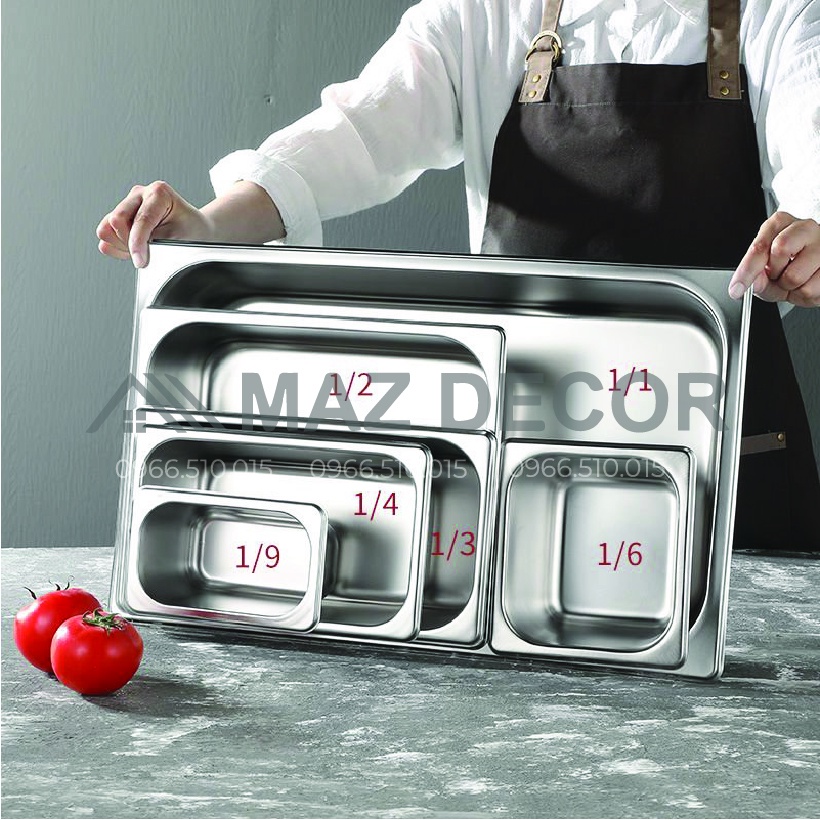 GIÁ SỈ TẠI XƯỞNG Khay vuông chữ nhật Đựng Topping chè trân châu thạch Inox (Có Nắp)