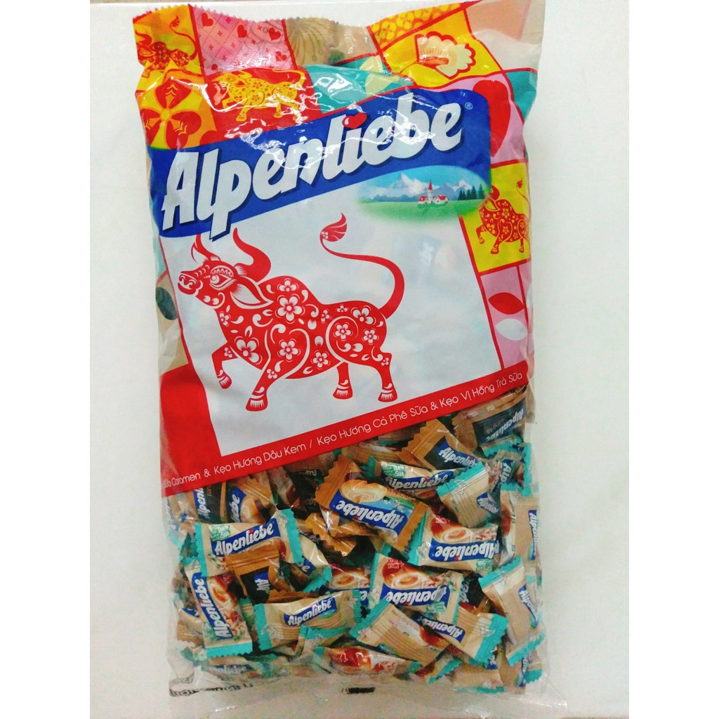 Kẹo Alpenliebe Mix Hương Cà Phê Sữa - Hồng Trà Sữa (Gói 1kg - 334 Viên)