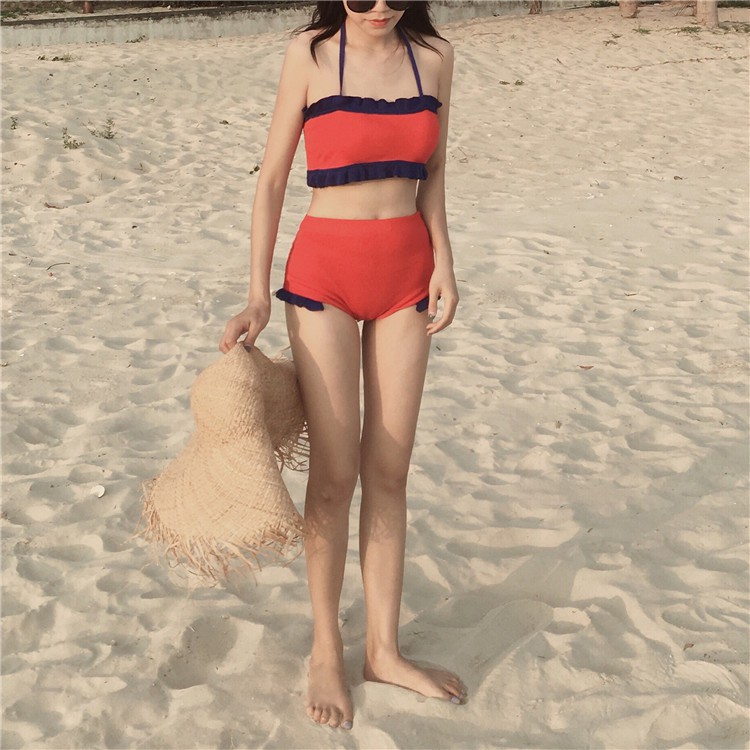 Summer:BIKINI dệt kim quần cạp cao