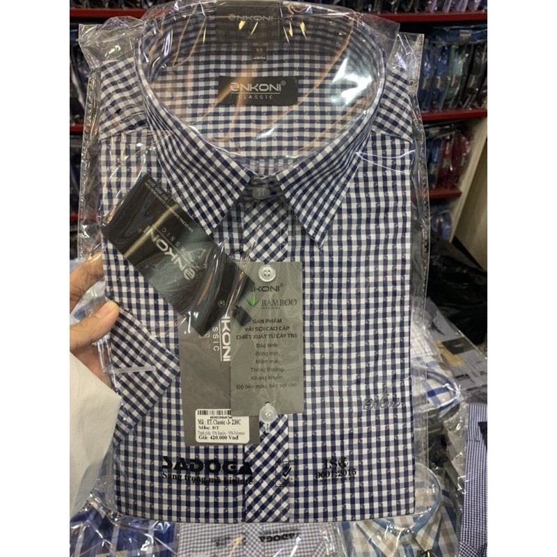 Áo sơ mi nam trung niên cộc tay chất đẹp pha cotton hàng công ty SADOGA