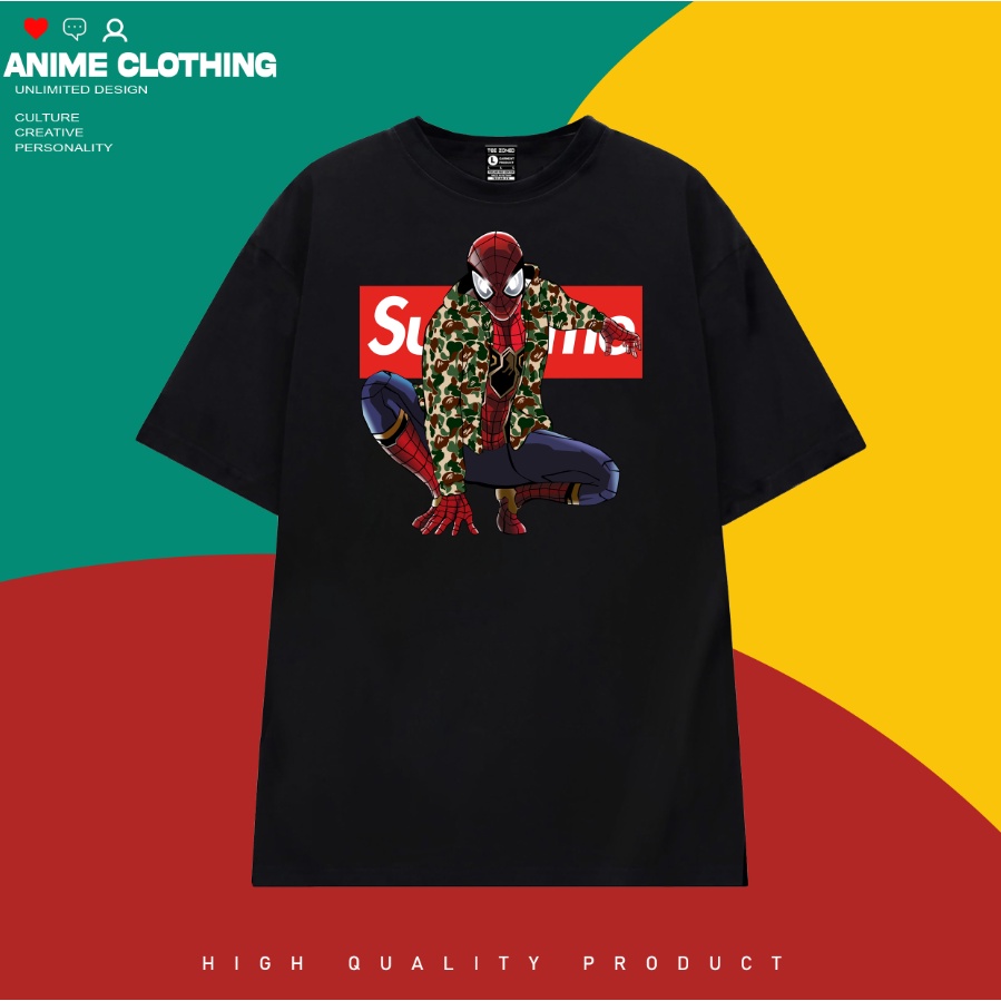 Áo thun in hình Áo Thun Đen Trắng Nam Nữ Unisex Spider Man Supreme Marvel Avengers Endgame độc đẹp giá rẻ