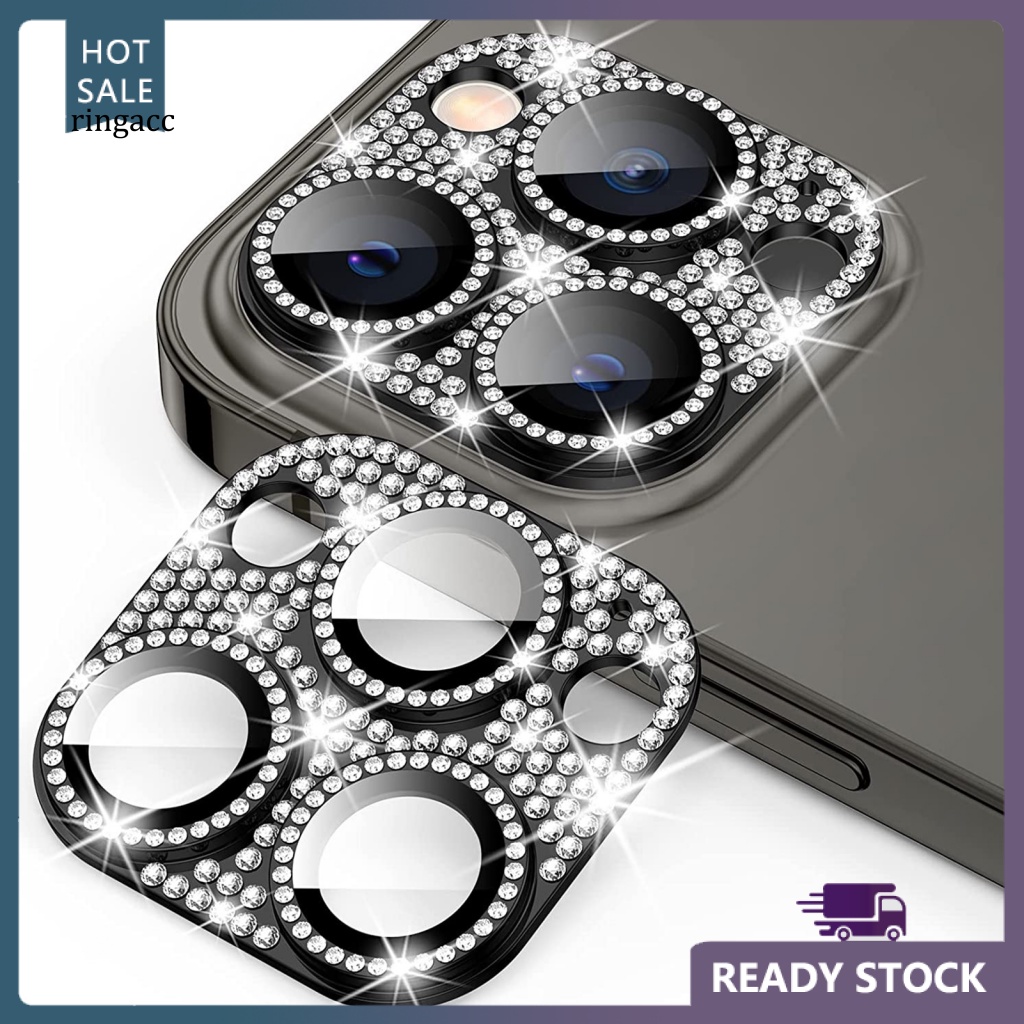 Miếng Dán Bảo Vệ Ống Kính Máy Ảnh Sau Điện Thoại Đính Đá Lấp Lánh Chống Trượt